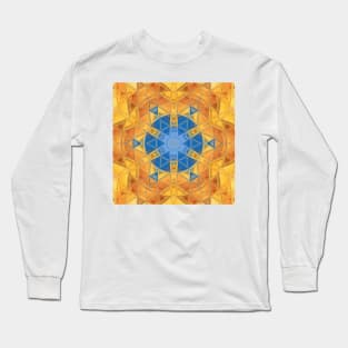 Mosaic Mandala Orange and Blue Long Sleeve T-Shirt